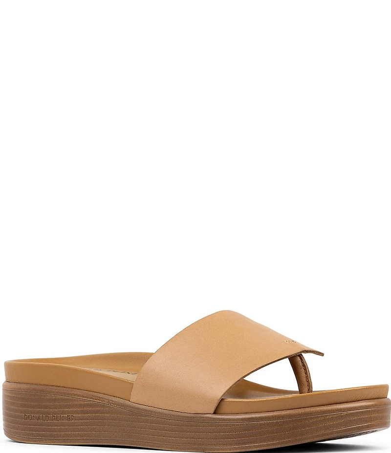 Donald Pliner Fifi Leather Platform Wedge Thong Slides