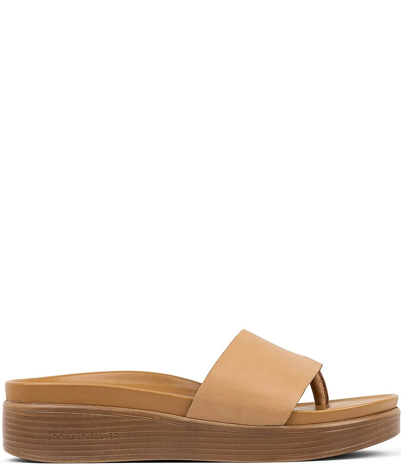 Donald Pliner Fifi Leather Platform Wedge Thong Slides