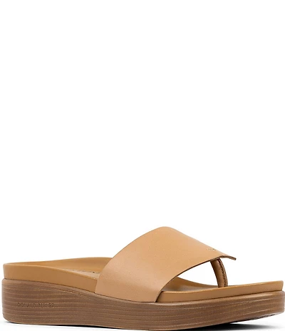 Donald Pliner Fifi Leather Platform Wedge Thong Sandals