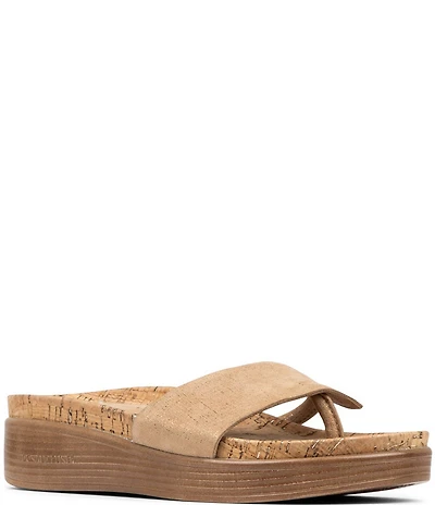 Donald Pliner Fifi Distressed Metallic Leather Thong Wedge Sandals