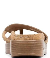 Donald Pliner Fifi Distressed Metallic Leather Thong Wedge Sandals