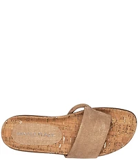 Donald Pliner Fifi Distressed Metallic Leather Thong Wedge Sandals