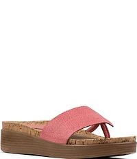 Donald Pliner Fifi Leather Wedge Thong Sandals