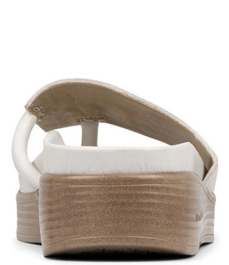 Donald Pliner Fifi Metallic Lizard Print Leather Thong Wedge Sandals