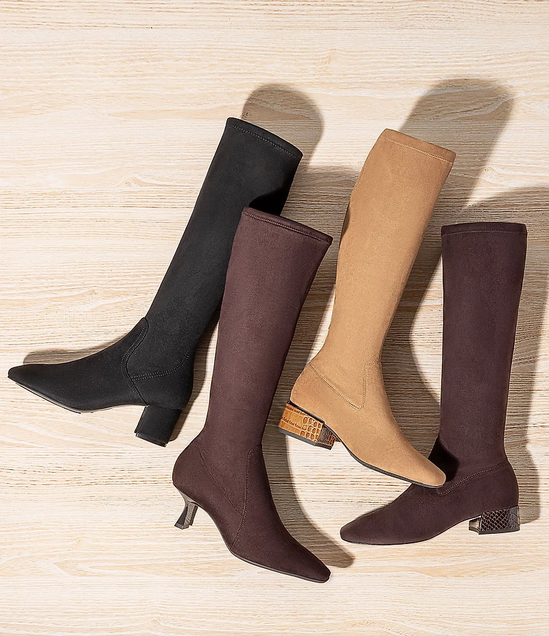 Donald Pliner Florish Stretch Square Toe Block Heel Tall Boots