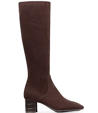 Donald Pliner Florish Stretch Square Toe Croco Block Heel Tall Boots
