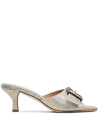 Donald Pliner Gabz Croco Embossed Metallic Leather Buckle Hardware Dress Slide Sandals