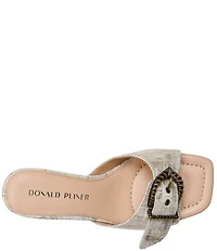 Donald Pliner Gabz Croco Embossed Metallic Leather Buckle Hardware Dress Slide Sandals