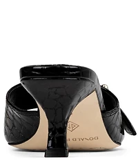 Donald Pliner Gabz Croco Embossed Patent Leather Buckle Hardware Dress Slide Sandals
