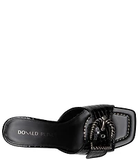 Donald Pliner Gabz Croco Embossed Patent Leather Buckle Hardware Dress Slide Sandals