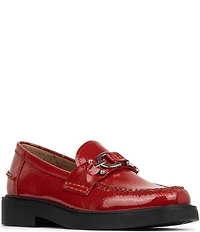 Donald Pliner Galilee Crinkle Patent Leather Bit Buckle Loafers