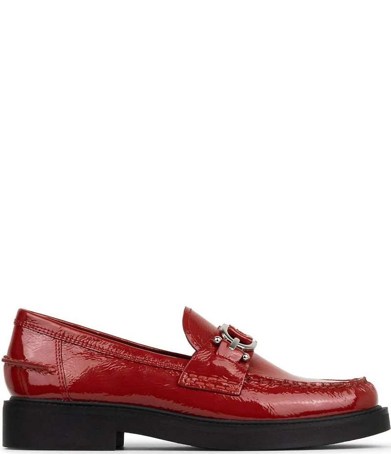 Donald Pliner Galilee Crinkle Patent Leather Bit Buckle Loafers