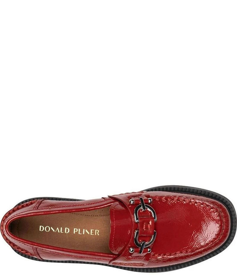 Donald Pliner Galilee Crinkle Patent Leather Bit Buckle Loafers