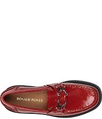 Donald Pliner Galilee Crinkle Patent Leather Bit Buckle Loafers