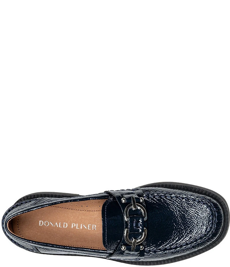 Donald Pliner Galilee Crinkle Patent Leather Bit Buckle Loafers