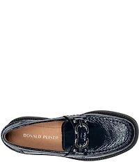 Donald Pliner Galilee Crinkle Patent Leather Bit Buckle Loafers