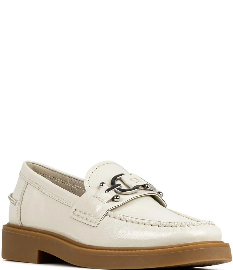Donald Pliner Galilee Crinkle Patent Leather Bit Buckle Loafers