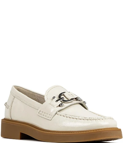 Donald Pliner Galilee Crinkle Patent Leather Bit Buckle Loafers