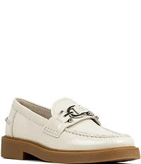 Donald Pliner Galilee Crinkle Patent Leather Bit Buckle Loafers