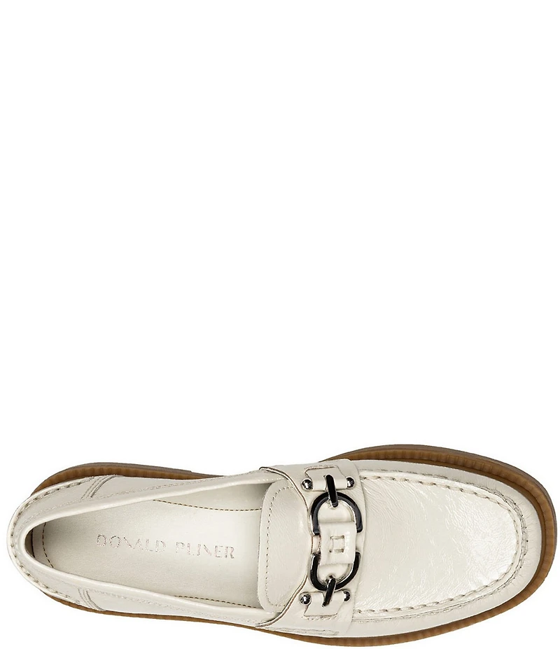 Donald Pliner Galilee Crinkle Patent Leather Bit Buckle Loafers