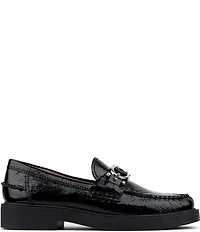 Donald Pliner Galilee Crinkle Patent Leather Bit Buckle Loafers