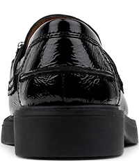 Donald Pliner Galilee Crinkle Patent Leather Bit Buckle Loafers