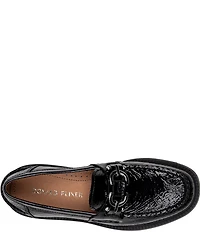 Donald Pliner Galilee Crinkle Patent Leather Bit Buckle Loafers