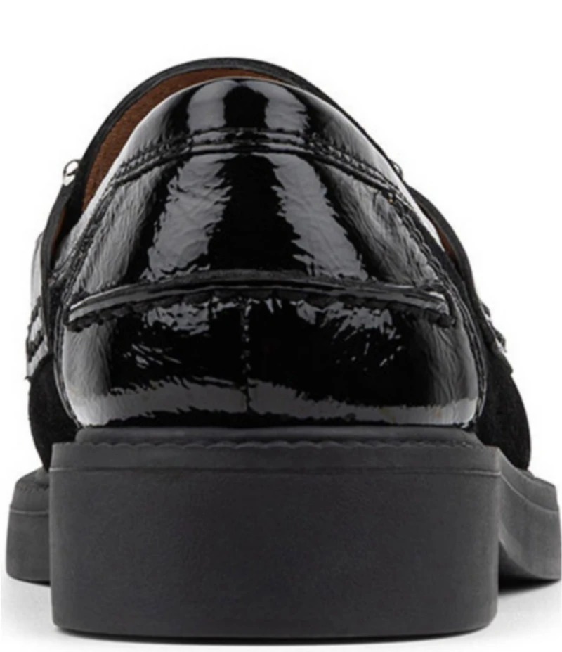 Donald Pliner Galilee Suede and Patent Bit Buckle Loafers