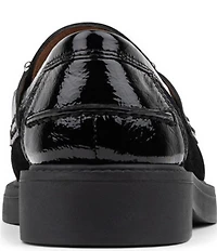 Donald Pliner Galilee Suede and Patent Bit Buckle Loafers