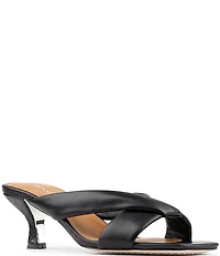 Donald Pliner Gennessa Leather Kitten Heel Dress Slide Sandals