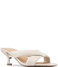 Donald Pliner Gennessa Leather Kitten Heel Dress Slide Sandals