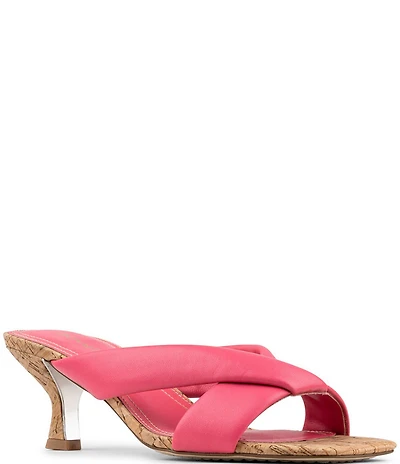 Donald Pliner Gennessa Leather Kitten Heel Dress Slide Sandals