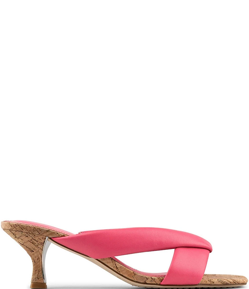 Donald Pliner Gennessa Leather Kitten Heel Cork Dress Slide Sandals