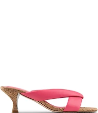Donald Pliner Gennessa Leather Kitten Heel Cork Dress Slide Sandals