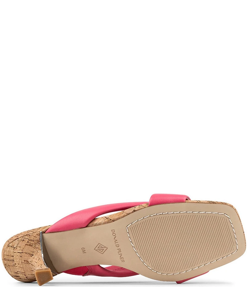 Donald Pliner Gennessa Leather Kitten Heel Cork Dress Slide Sandals
