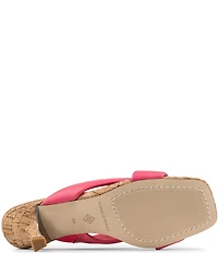 Donald Pliner Gennessa Leather Kitten Heel Cork Dress Slide Sandals