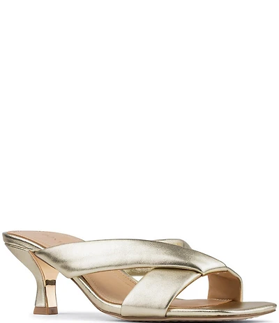 Donald Pliner Gennessa Metallic Leather Kitten Heel Dress Slide Sandals