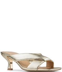 Donald Pliner Gennessa Metallic Leather Kitten Heel Dress Slide Sandals