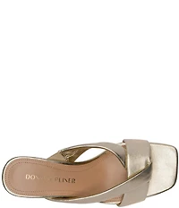 Donald Pliner Gennessa Metallic Leather Kitten Heel Dress Slide Sandals