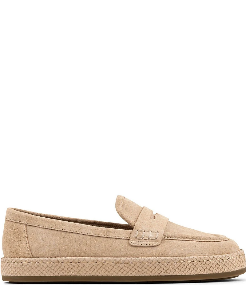 Donald Pliner Genova Suede and Snake Print Platform Penny Loafers