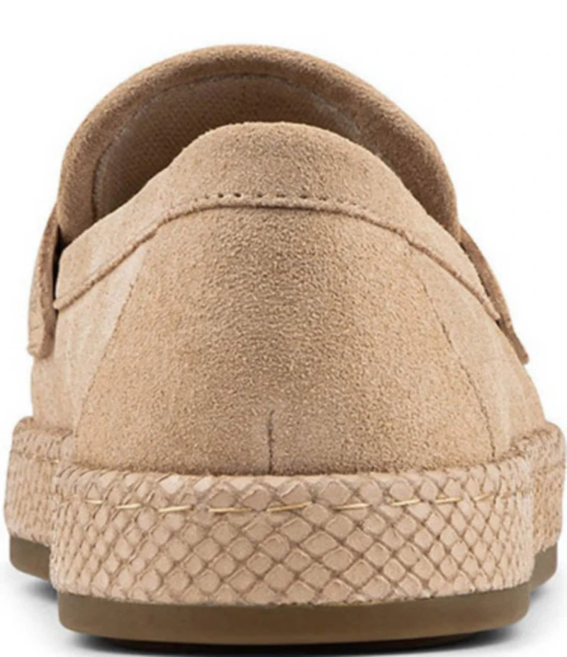 Donald Pliner Genova Suede and Snake Print Platform Penny Loafers