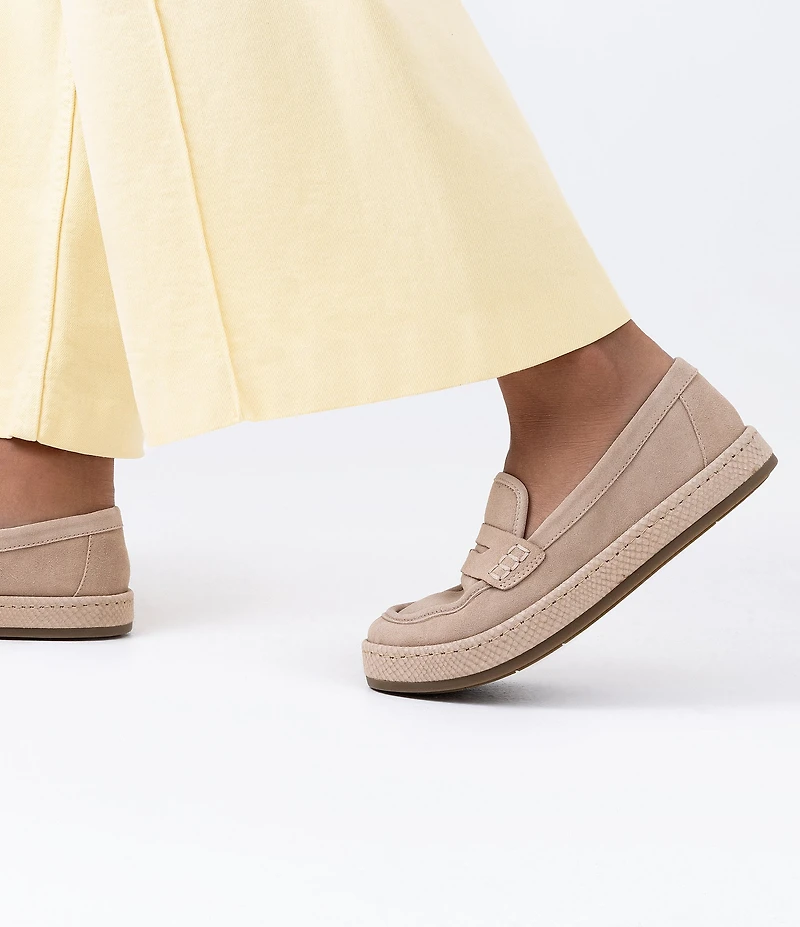 Donald Pliner Genova Suede and Snake Print Platform Penny Loafers