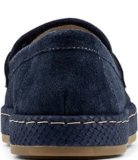 Donald Pliner Genova Suede and Snake Print Platform Penny Loafers