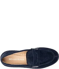 Donald Pliner Genova Suede and Snake Print Platform Penny Loafers