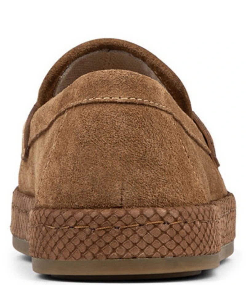 Donald Pliner Genova Suede and Snake Print Platform Penny Loafers