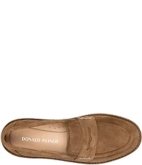 Donald Pliner Genova Suede and Snake Print Platform Penny Loafers
