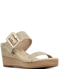 Donald Pliner Gizelle Cork Buckle Banded Slide Wedge Sandals