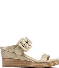 Donald Pliner Gizelle Cork Buckle Banded Slide Wedge Sandals