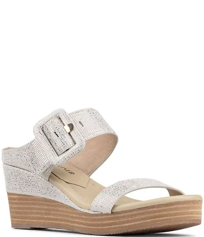 Donald Pliner Gizelle Cork Buckle Banded Slide Wedge Sandals