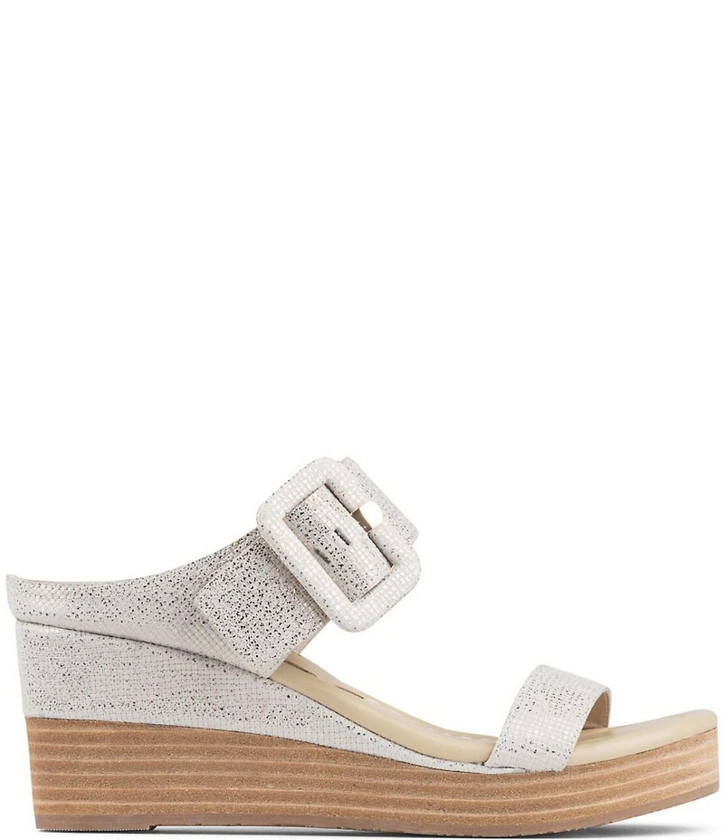 Donald Pliner Gizelle Cork Buckle Banded Slide Wedge Sandals